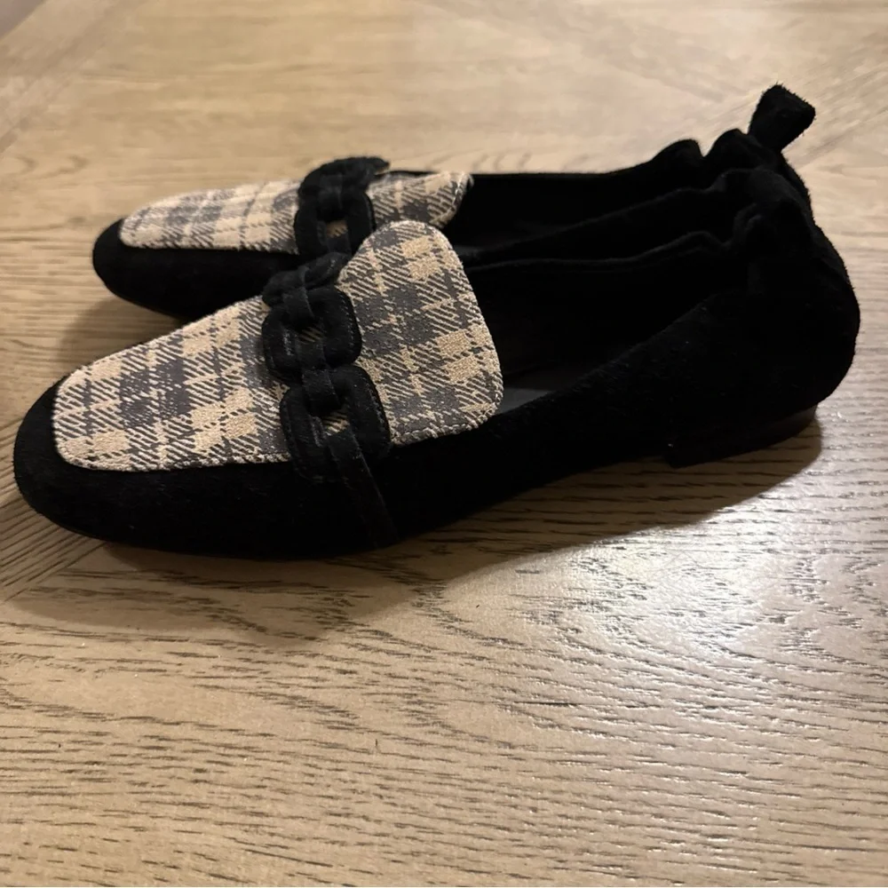 Sanctuary Women's Blast Slip On Loafer Flats Black Oat milk Size 8.5